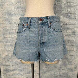 Madewell 26 Relaxed Denim Shorts Frayed Hem Light Wash Cotton